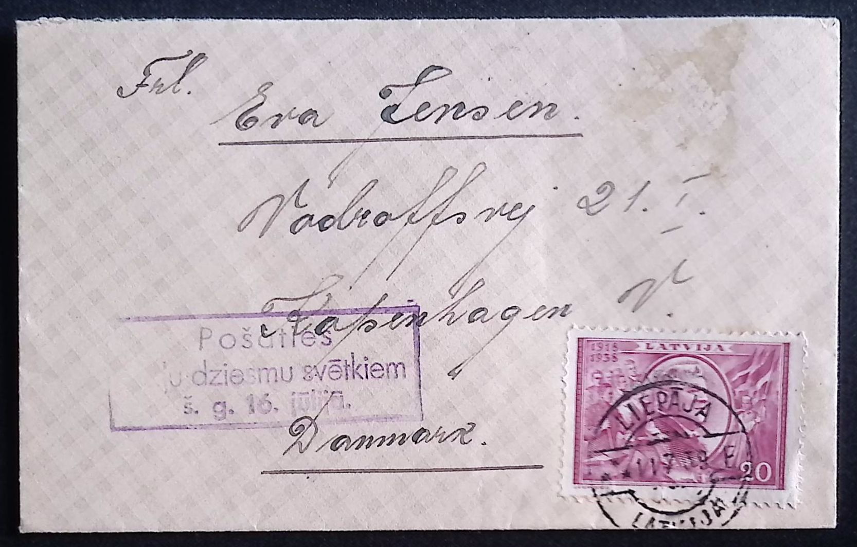 Latvia (1939) Cover / Liepaja to Copenhagen (Denmark)