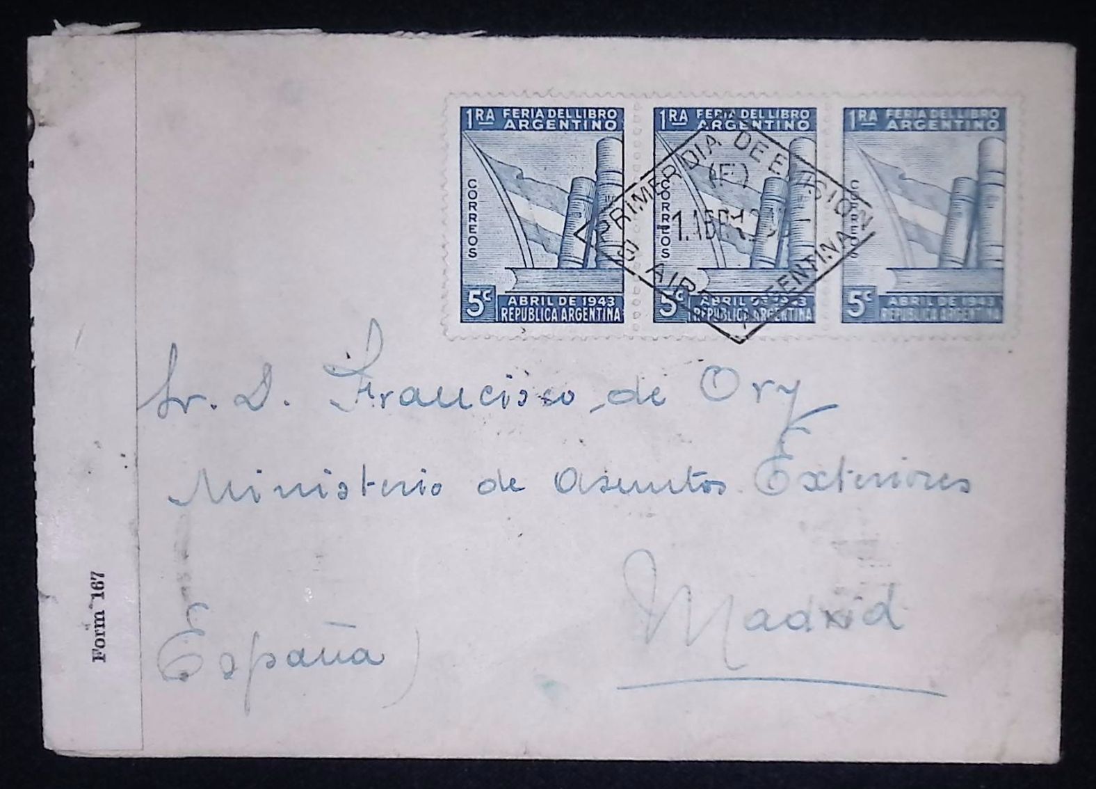 Argentina (1943) Cover / Buenos Aires to Madrid (Spain)