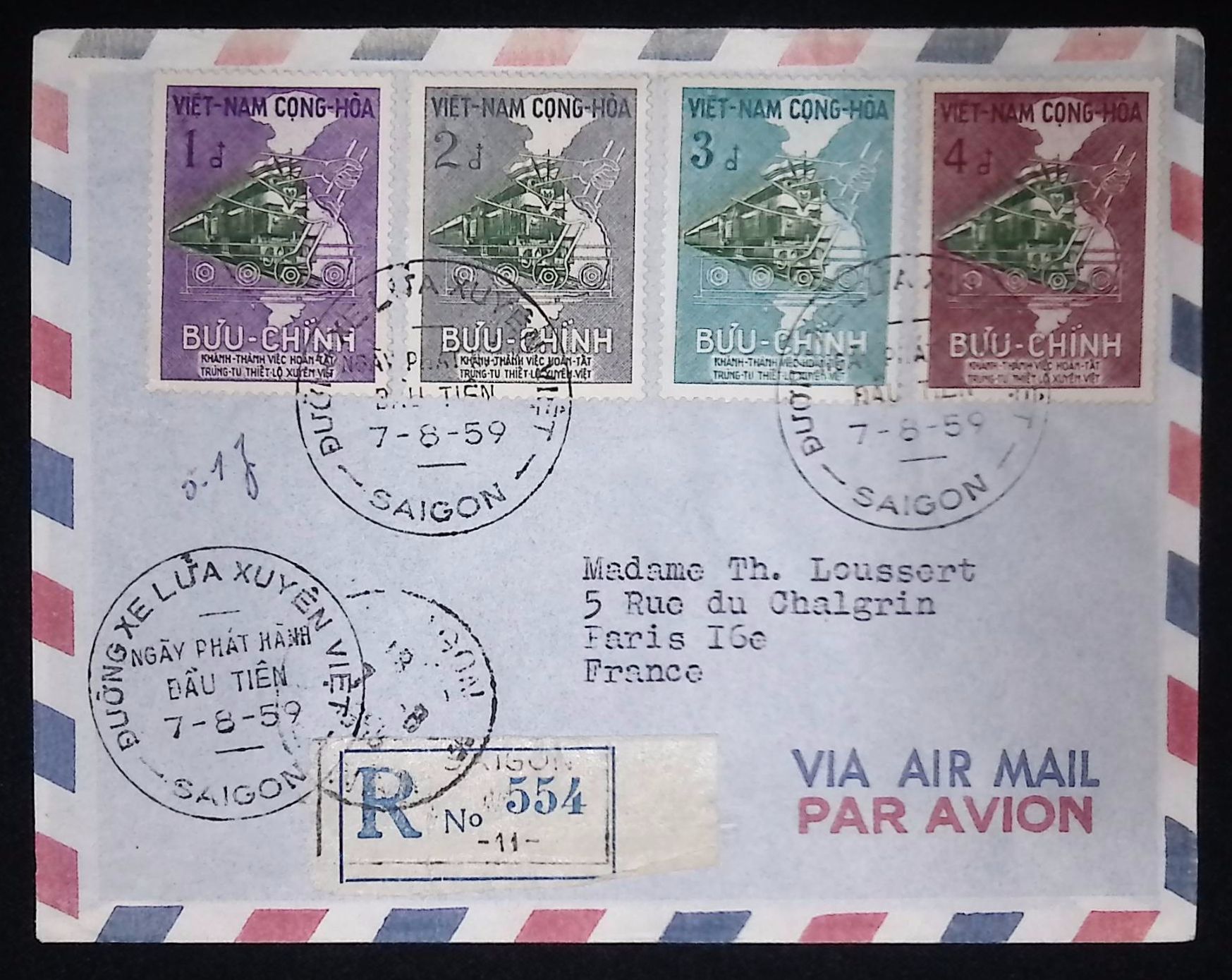 Vietnam (1959) Cover / Saigon to Paris (France)