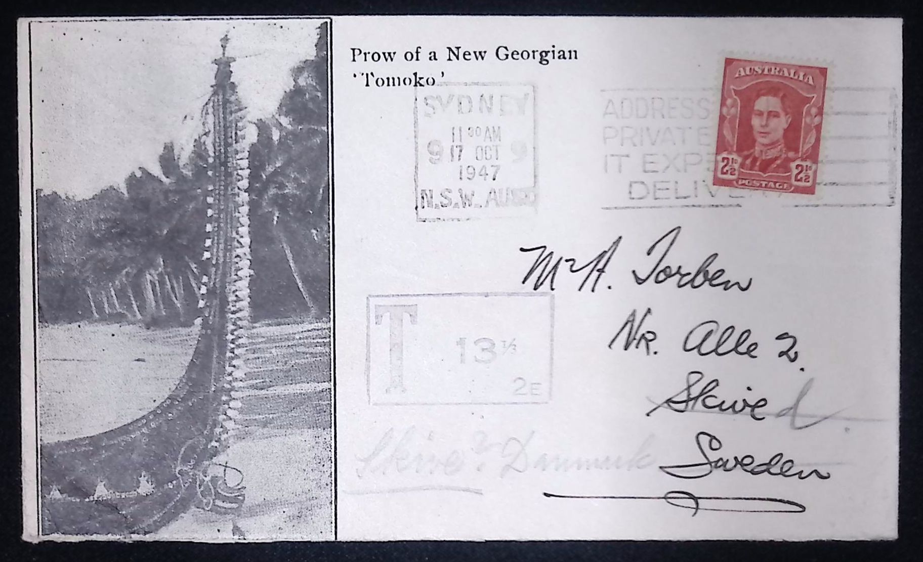 Australia (1947) Cover / Sydney to Skive (Denmark) - Adressed to Sweden
