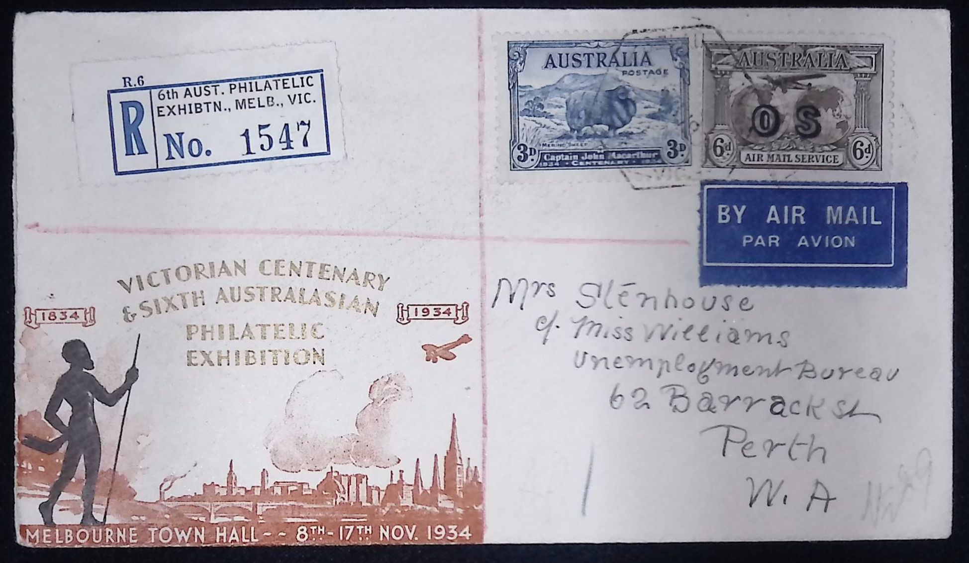 Australia (1934) Cover / Melbourne to Perth (Australia)