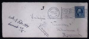 USA (1914) Cover / Lewis Town to Copenhagen (Denmark)