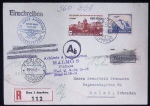 Switzerland (1943) Cover / Bern to Malmö (Sweden)