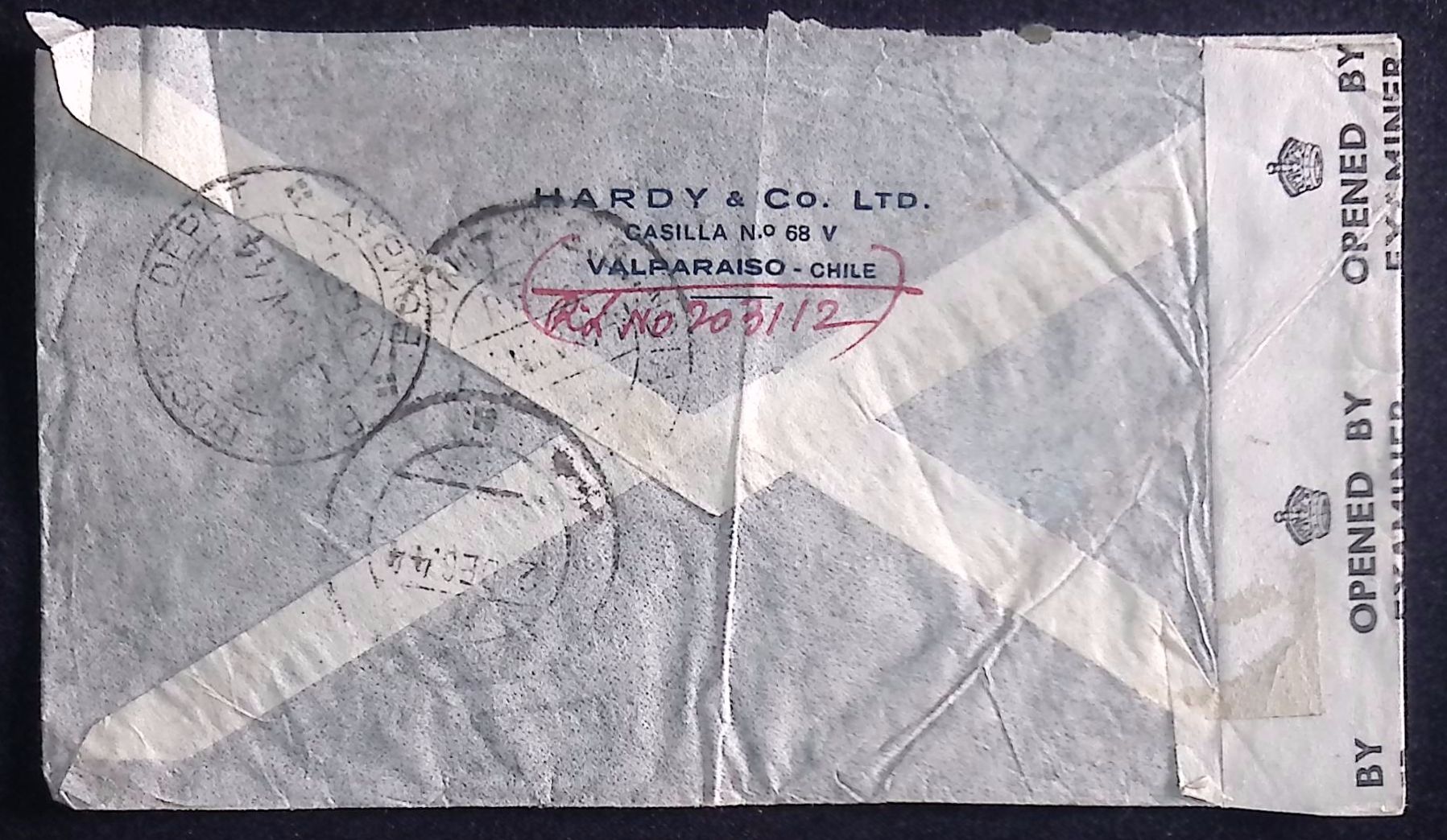 Chile (1944) Cover / Valparaiso to Bangalore (India) - Image 3