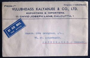 India (1947) Cover / Calcutta to Copenhagen (Denmark)