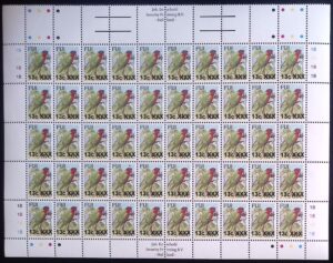 Fiji (2026) Half Bottom Sheet / Bird Overprints (13c on 87c)